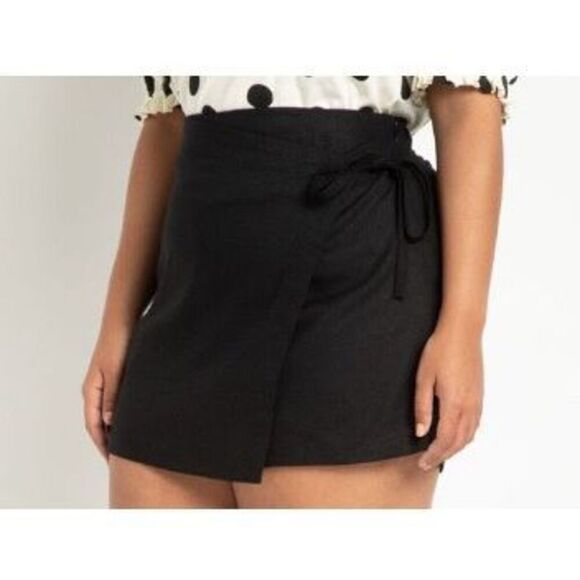 EUC SZ 18 Eloquii Black Wrap Front Skort Retail $70 - Picture 1 of 7